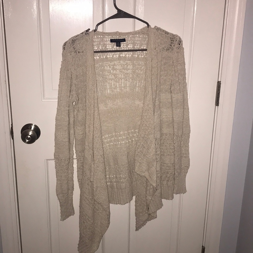 Knit cardigan, angled front, American Eagle